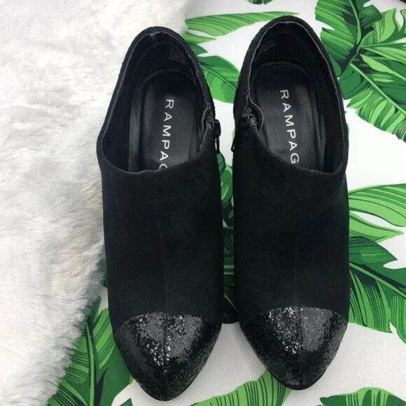 Rampage Harvey Glitter Black Ankle Heel Booties Boots NEW - Picture 6 of 16